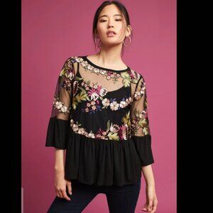 NWOT Anthropologie Eri+Ali Ornate Embroidered Top L
